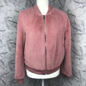 Forever 21 Pink Fuzzy Zip Up Jacket